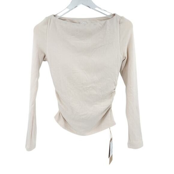 NWT OGL Morning Mist Cream Modern Side Ruched Boatneck Brami Top Small - Picture 4 of 16